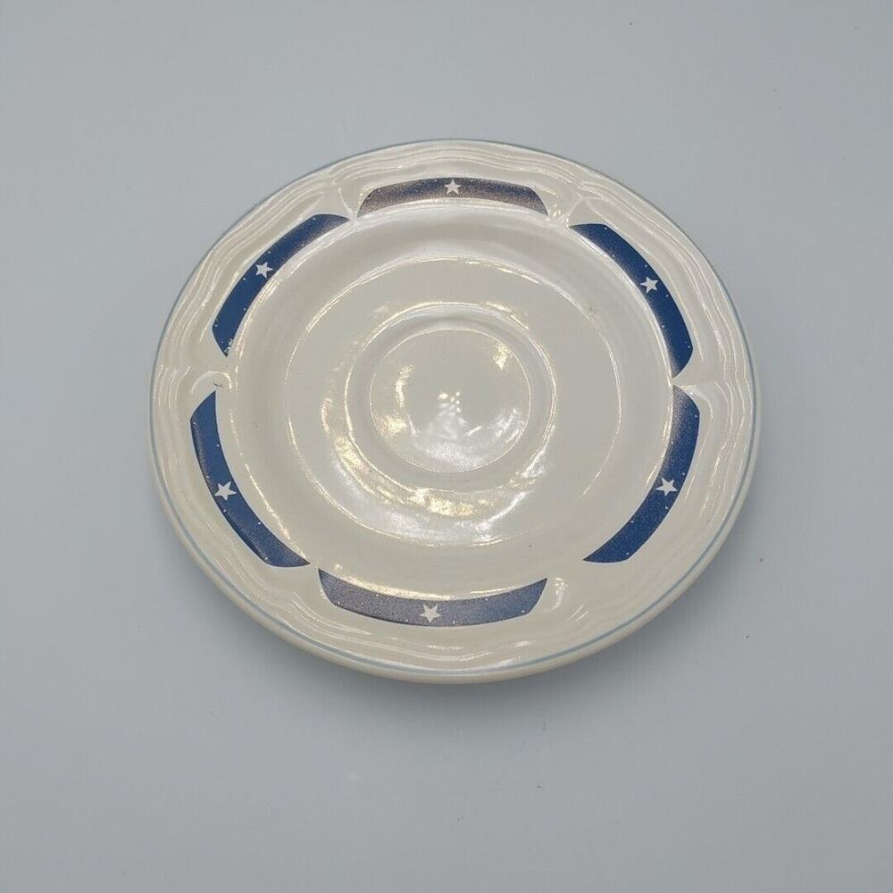 Tienshan Stoneware white & Blue Saucer‎ from the Fantasy Unicorn Set VTG